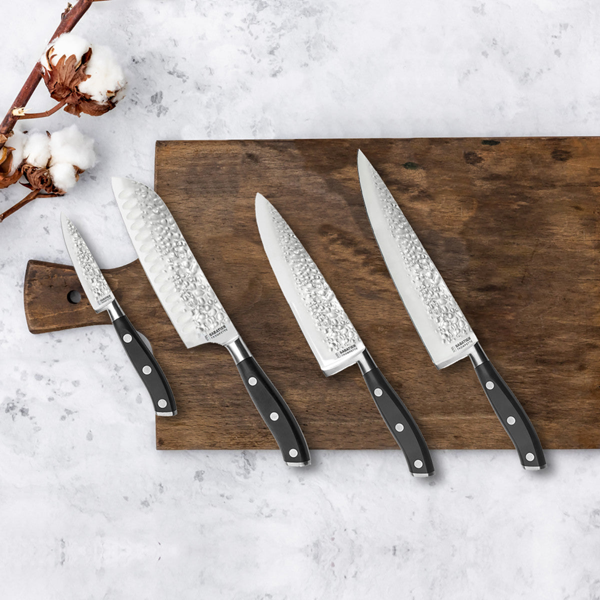 Carbon - Couteau santoku 18 cm martelé avec protection de lame Sabatier Trompette - Mathon - 5