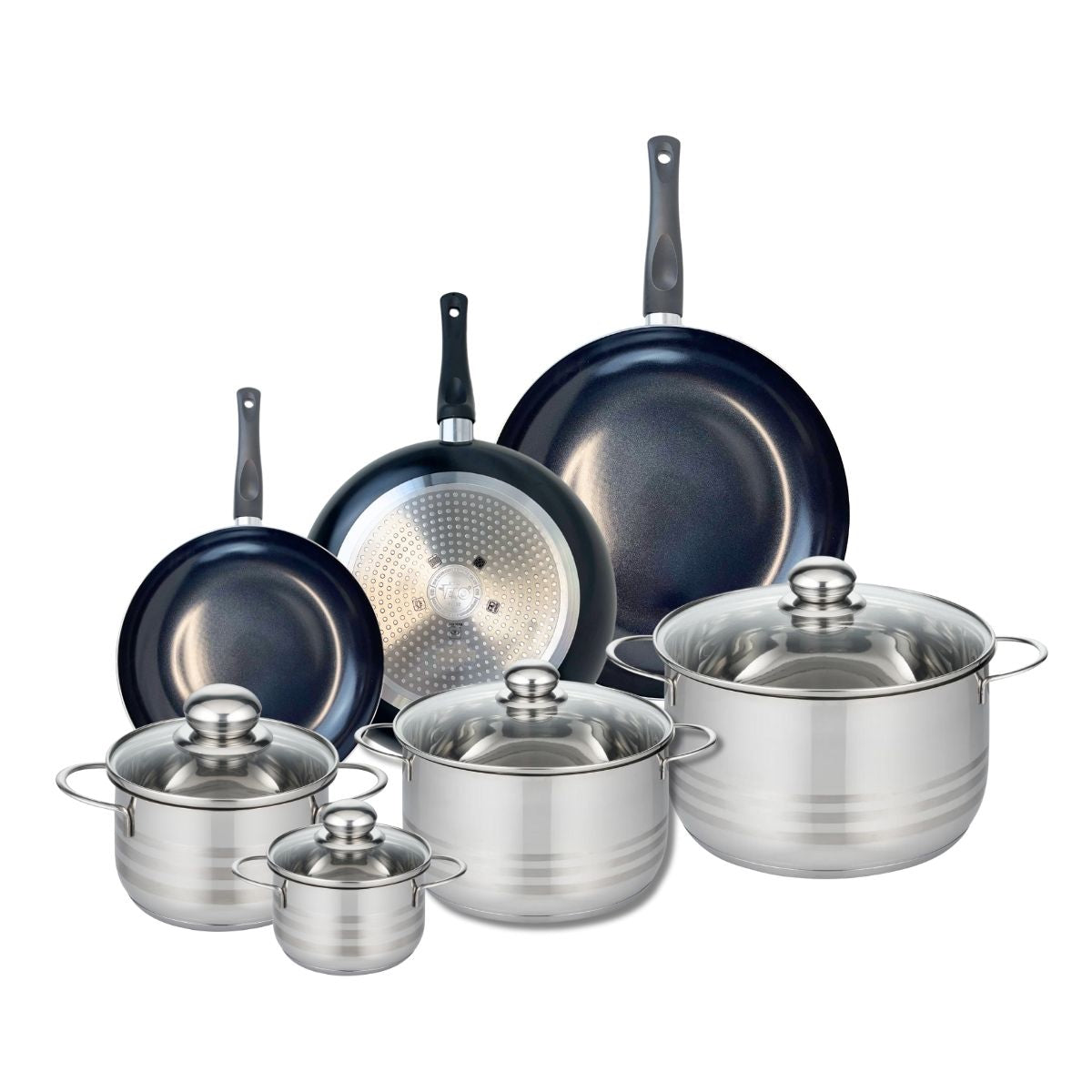 Ensemble de 3 Poêles de cuisson 20, 24 et 28 cm et 4 faitouts 12, 16, 20 et 24 cm  Prima Brillant Elo - Mathon - 1