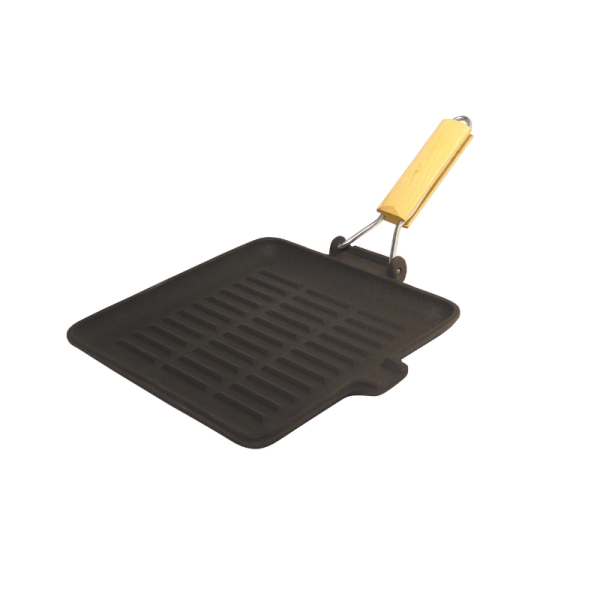 Grill carré fonte 24 x 24 cm - manche rétractable Baumalu - Mathon - 1