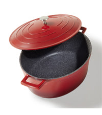 Cocotte Gourmet 32 x 25 cm, avec couvercle en fonte d’aluminium, rouge cerise Stoneline - Mathon - 1