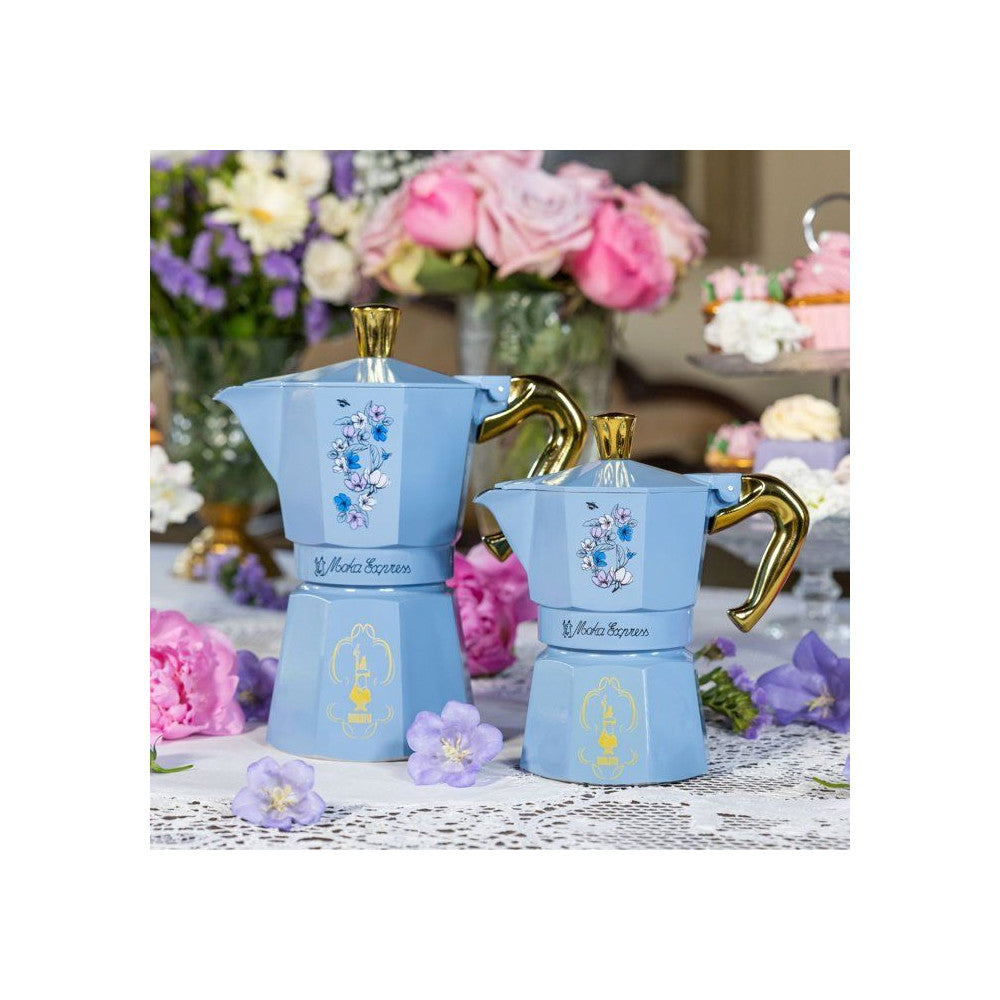 Cafetiere Italienne -   - Moka Express - Collection Birdgerton - 6 Tasses - 250 Ml - Bleu / Fleurs Bialetti - Mathon - 2