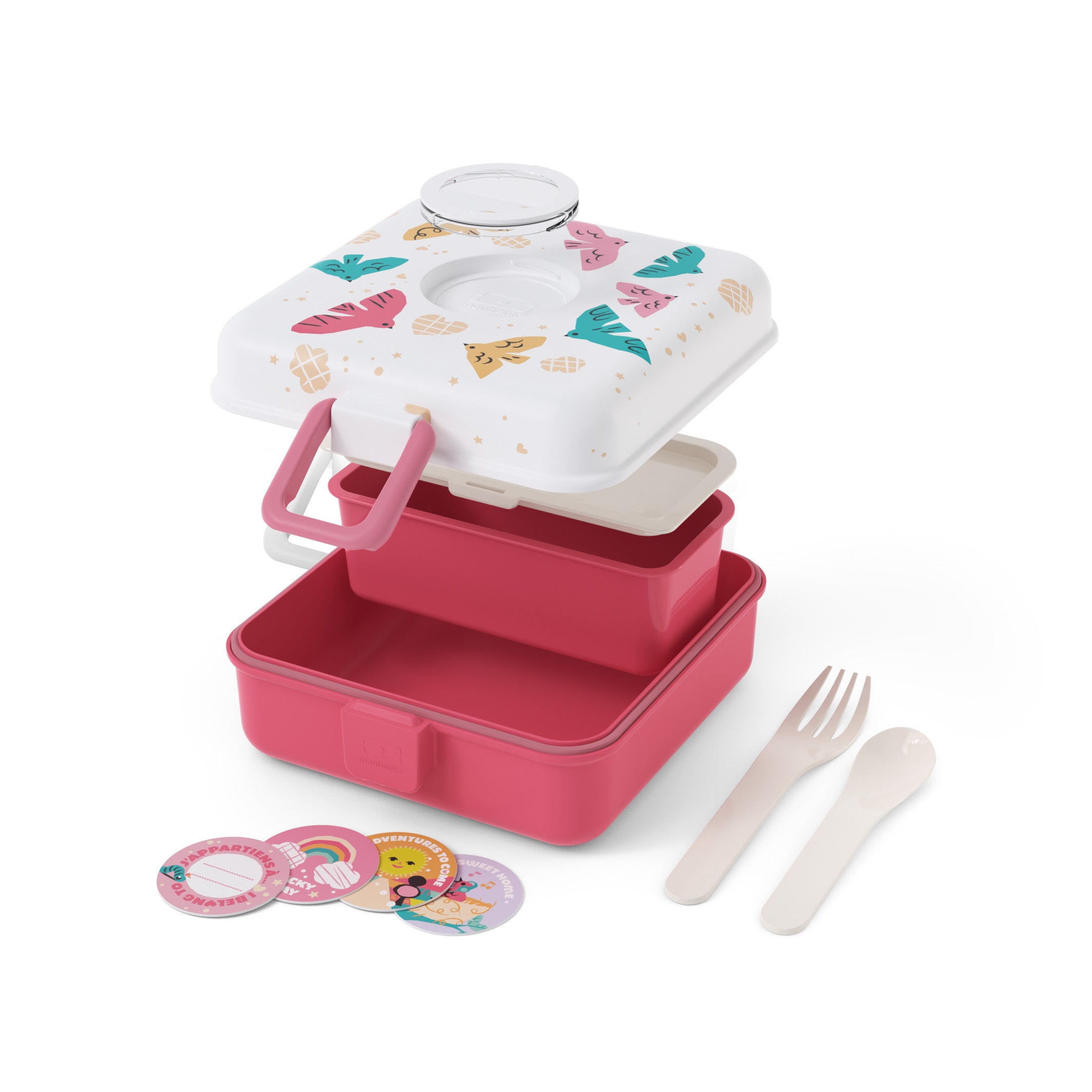 Boîte à sandwich enfant Snacky 850ml rose Birds Monbento - Mathon - 3
