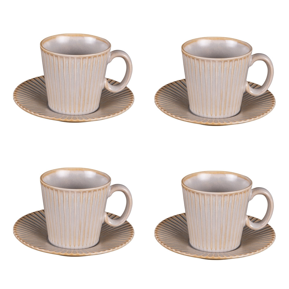 Coffret de 4 tasses à café avec sous tasses Liv Table passion - Mathon - 1