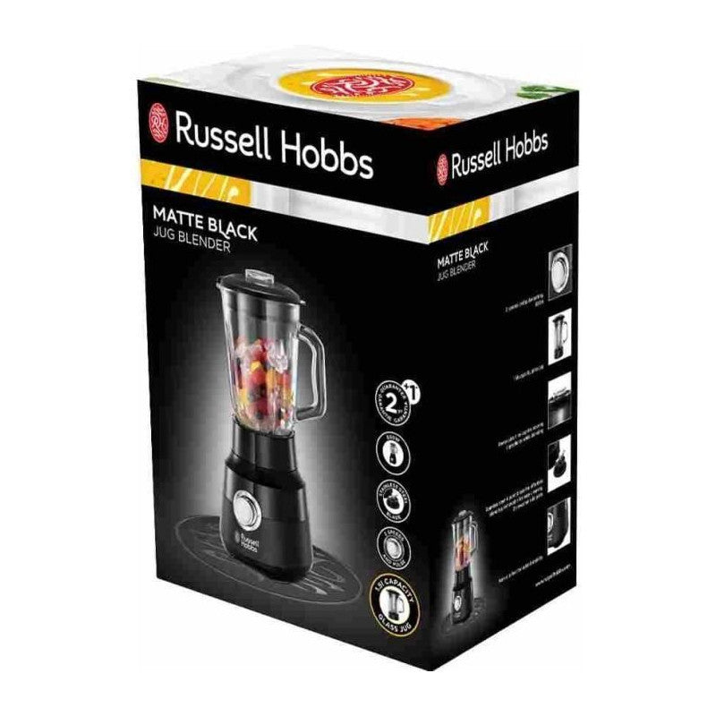 Blender -   - Matte Black 24722-56 - 650 W - Noir Mat - Bol Verre 1,5 L - 2 Vitesses + Pulse Russell Hobbs - Mathon - 2