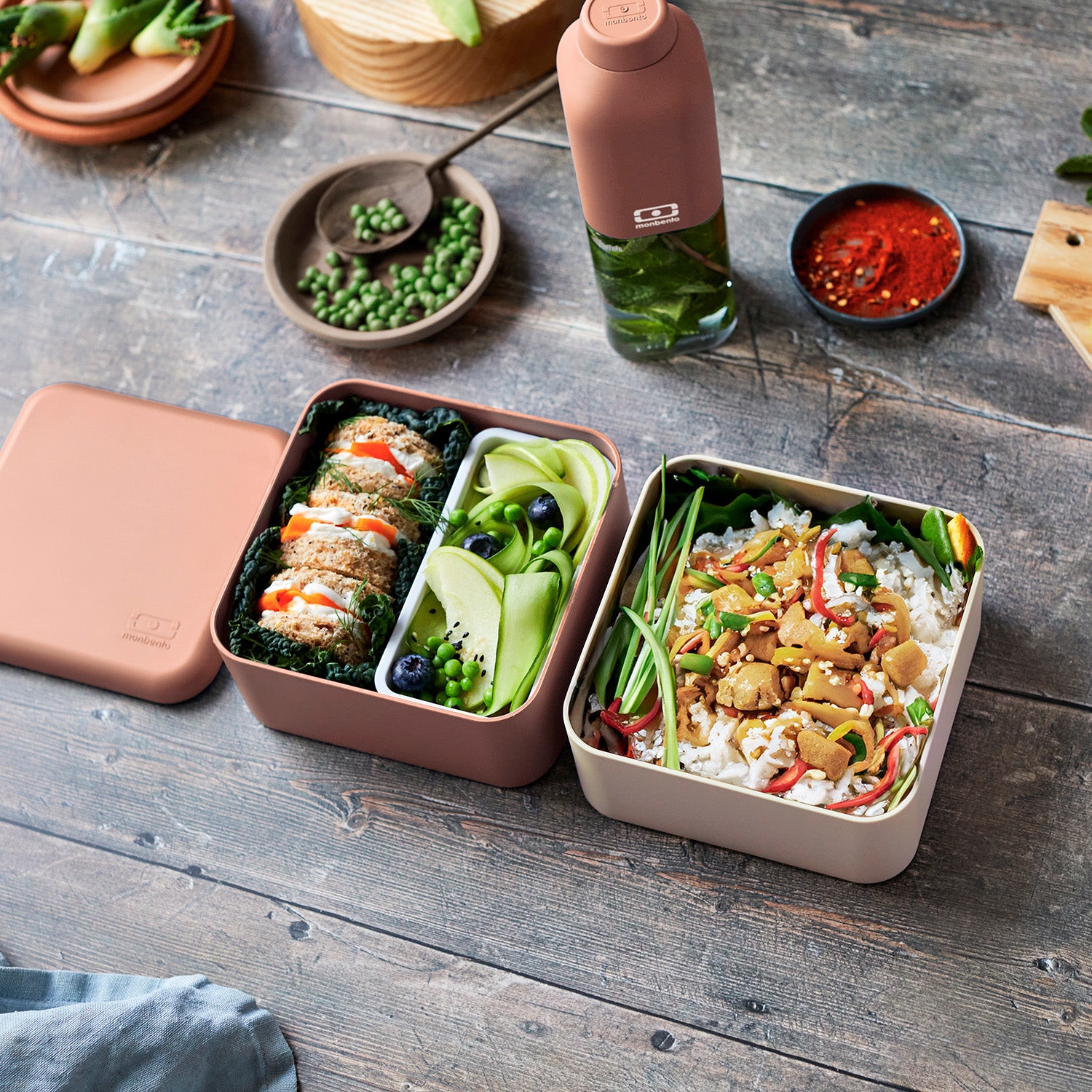 Lunch box 2 compartiments Square 1,7L Made in France Rose Moka Monbento - Mathon - 5