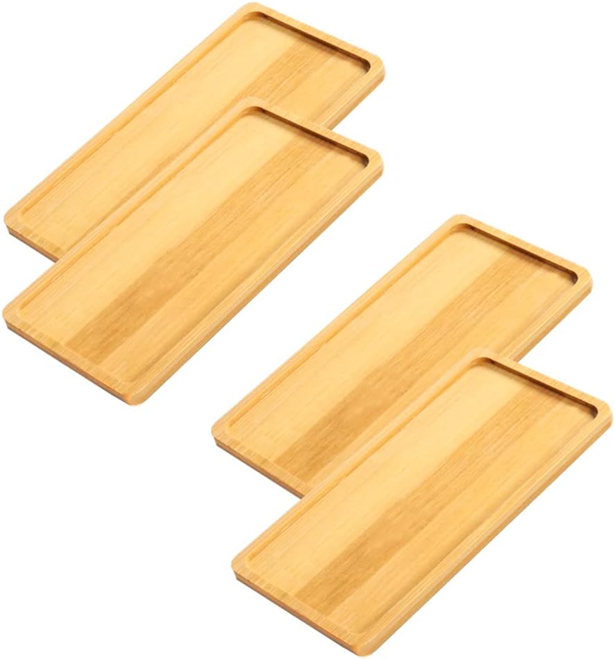 Lot de 4 petits plateaux rectangulaires en bambou Vendos85 - Mathon