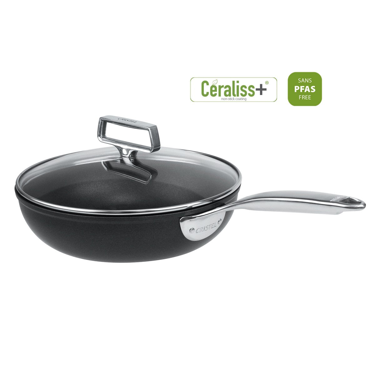 Sauteuse en aluminium Ø28 cm - Revêtement céramique Ceraliss+ - Noir Cristel - Mathon - 1