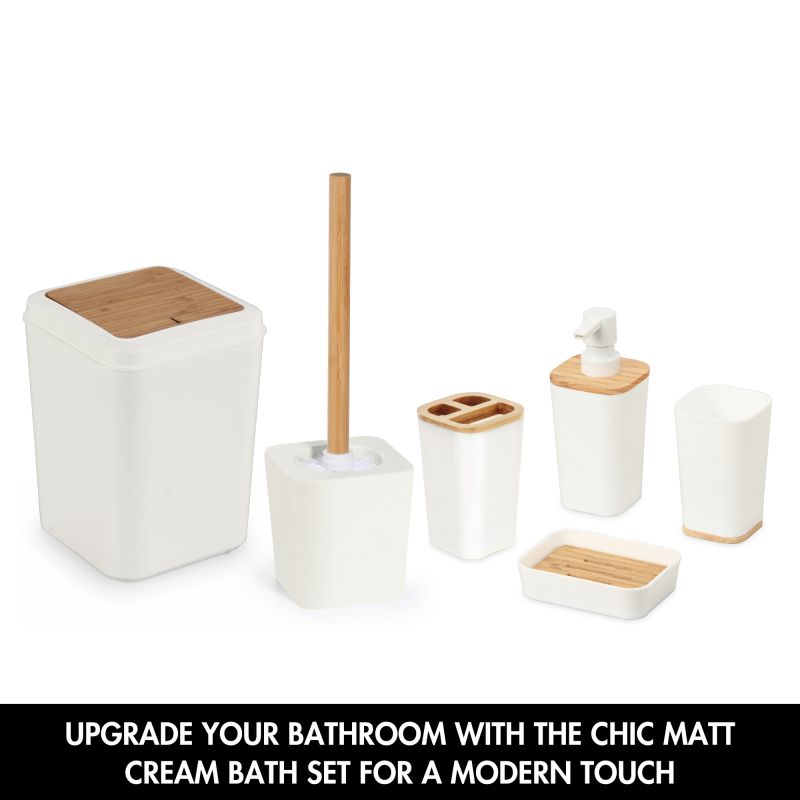 Ensemble de salle de bain 6 pièces en bambou Crème Herzberg HG04463 Herzberg - Mathon - 5