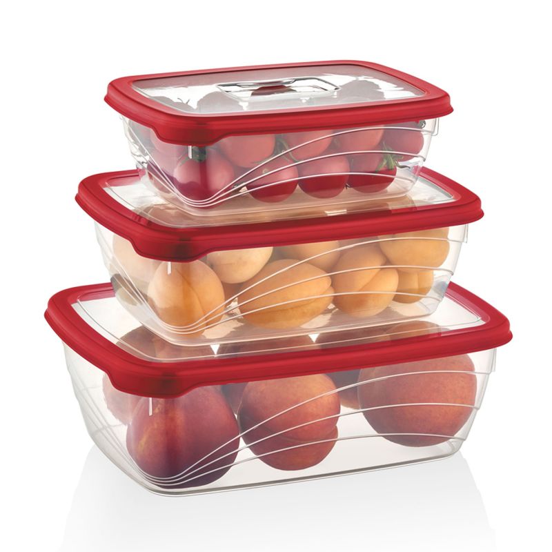 Ensemble de boite de conservation 3 pièces rouge Herzberg HGL764-RED Herzberg - Mathon - 2