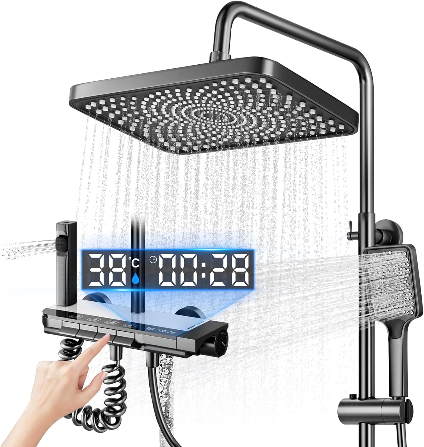 Colonne de douche LED avec tête pluie grand format Vendos85 - Mathon