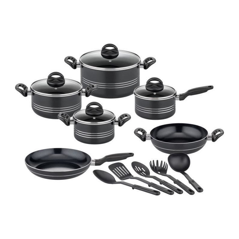 Batterie De Cuisine - Induction - Gsw - Milano Nero - 15 Pieces - Aluminium Massif - Noir GSW - Mathon - 1