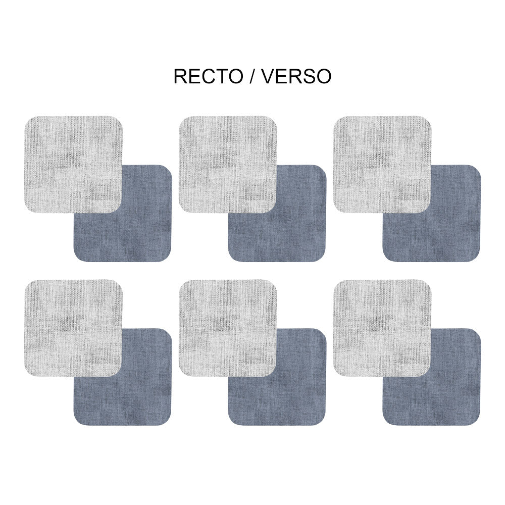 Set de 6 dessous de verre carré gris bleu Table passion - Mathon - 1