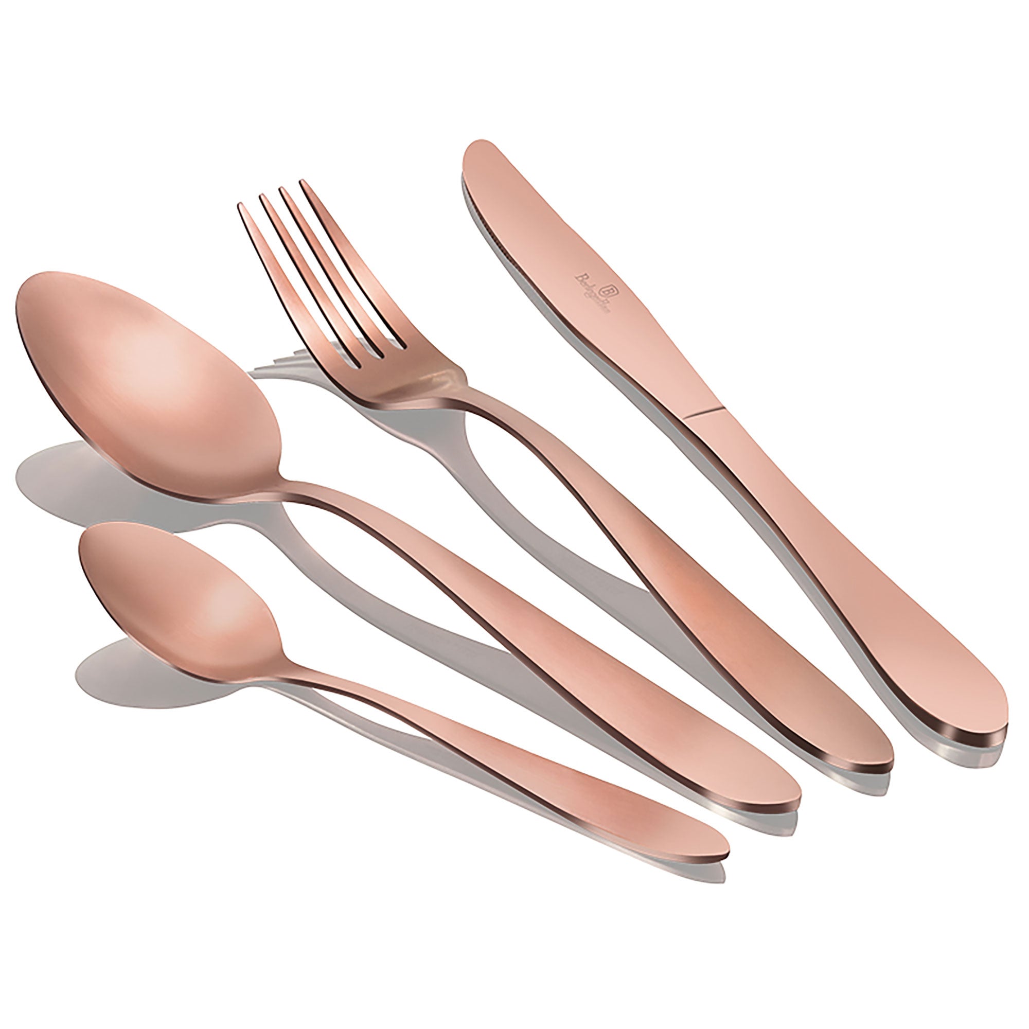 Ménagère 24-Piece Acier Inox. Or Mat, Set de Couverts pour 6 Personnes  Or Rose Rose Gold Satin - Mathon - 1