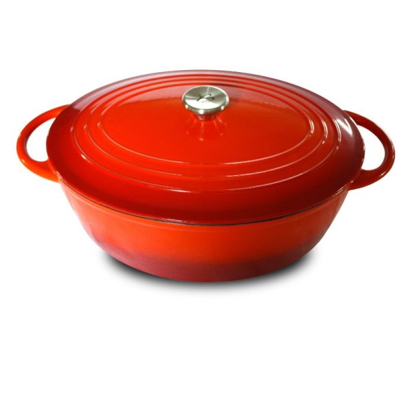 Cocotte ovale fonte rouge + couvercle - 5 l - 29 cm Tradition Baumalu - Mathon - 1