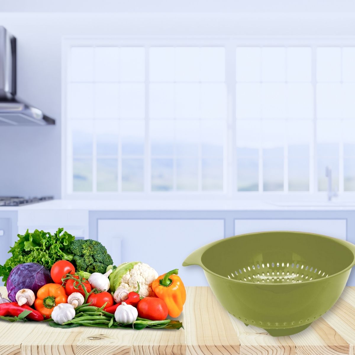 Passoire en plastique vert 23 cm de diamètre  Zéro Fackelmann - Mathon - 2