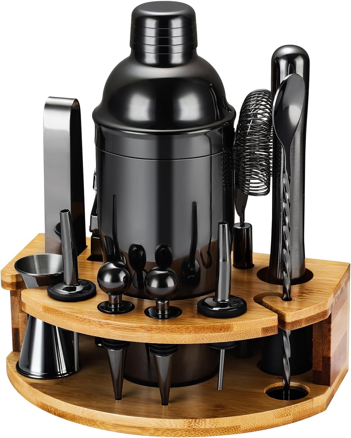 Kit Cocktail 12 Pièces en Acier Inoxydable et Bambou noir Vendos85 - Mathon