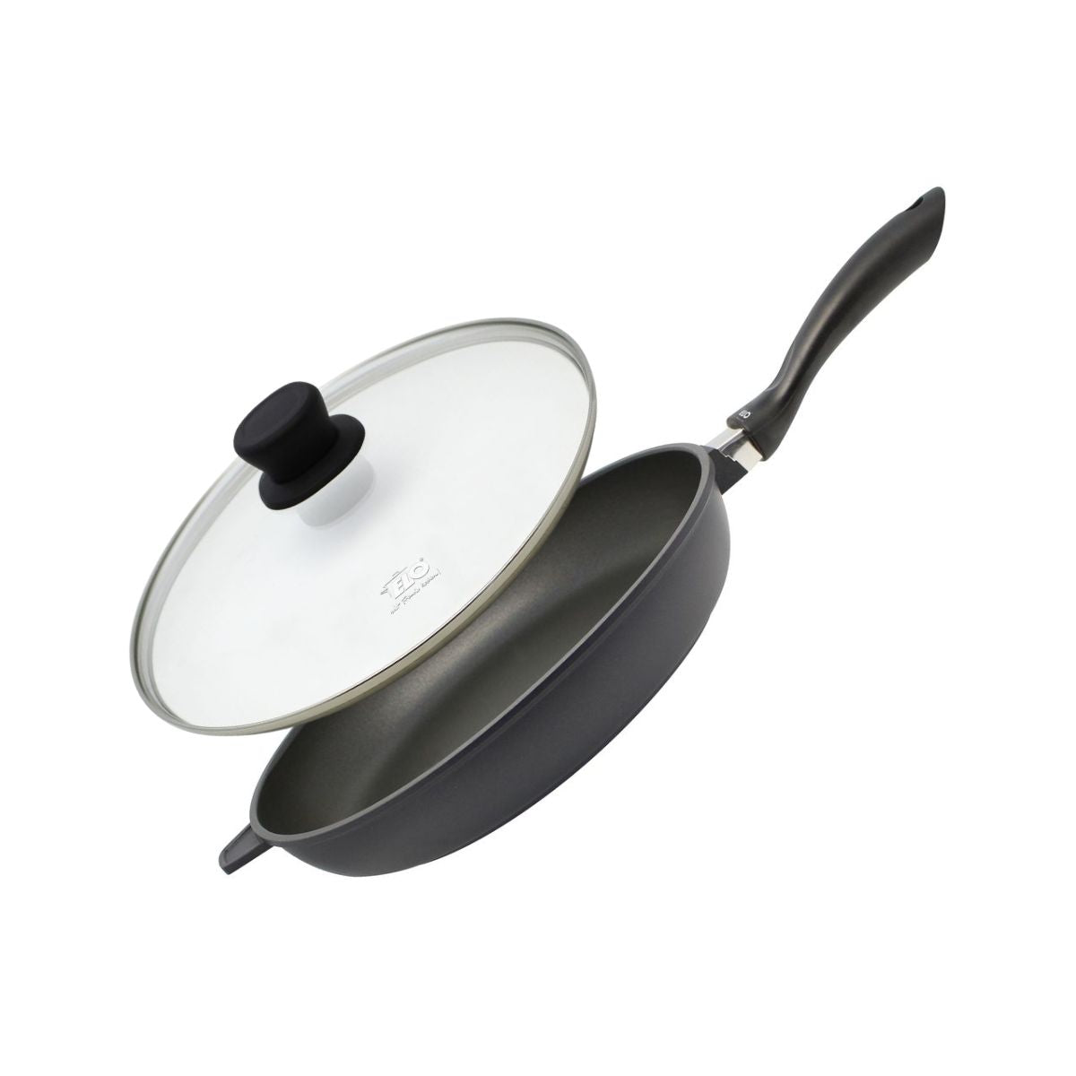 Poêle à frire 32 cm avec couvercle en verre sans PFAS  Alucast Elo - Mathon - 1