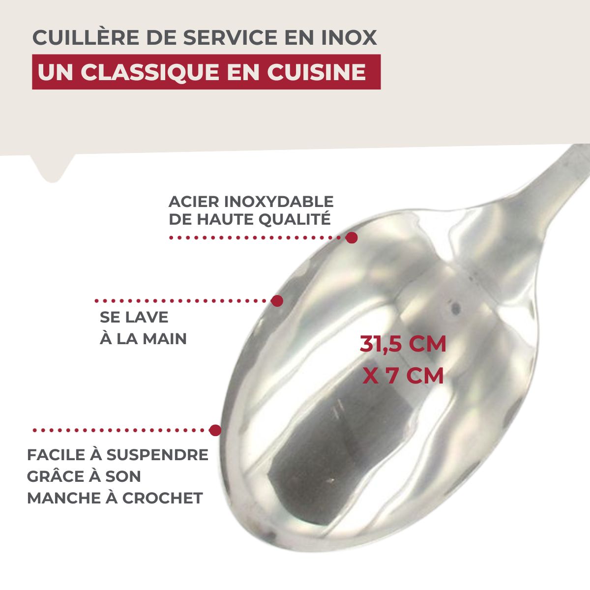 Cuillère de service inox 31,5 cm  Oxford Fackelmann - Mathon - 4