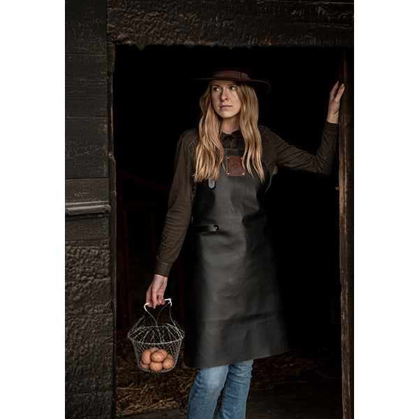 Tablier de cuisine artisanal cuir Buffalo noir Witloft - Mathon - 2
