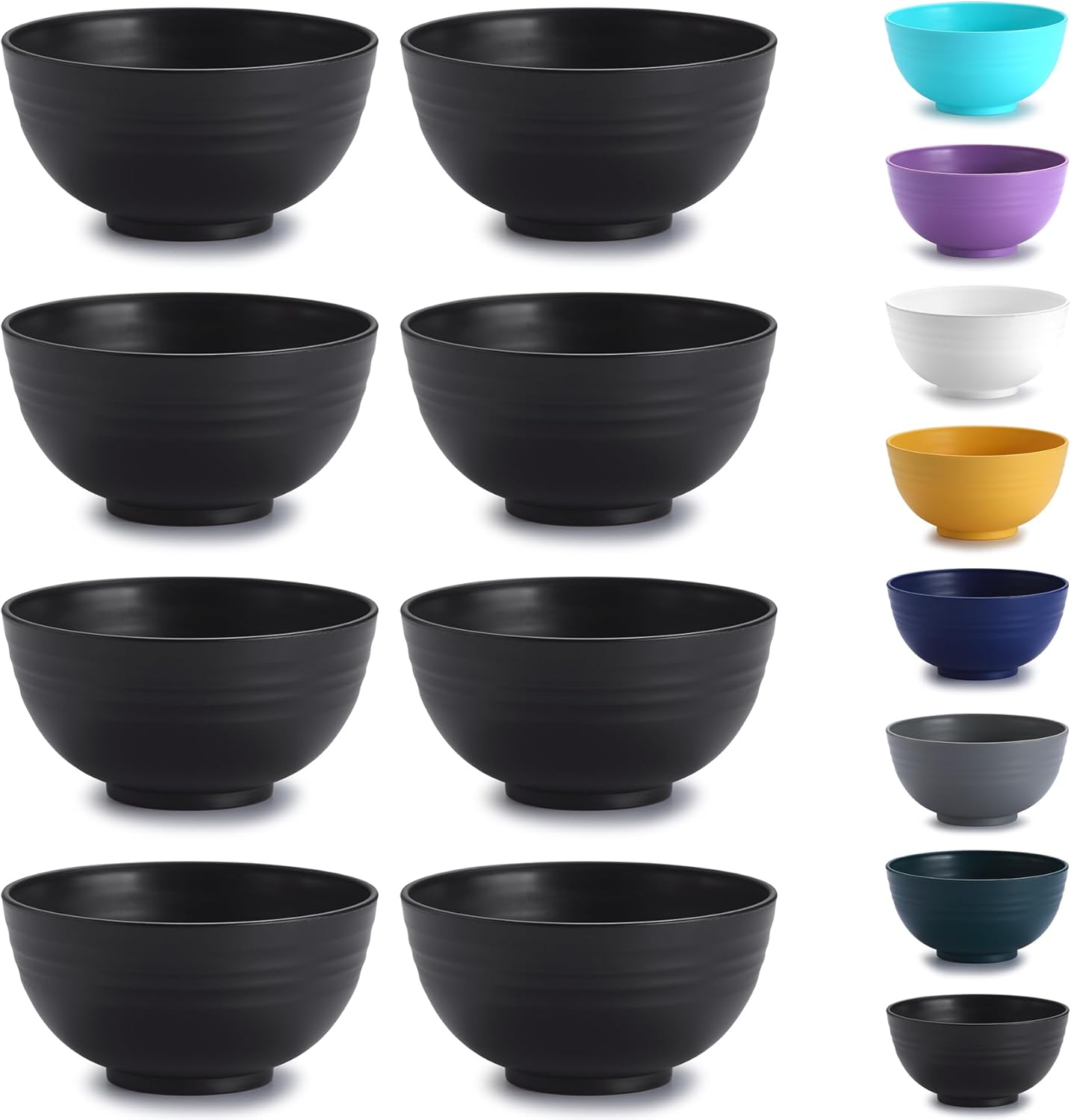 Lot de 8 bols en plastique incassables – spécial camping noir Vendos85 - Mathon