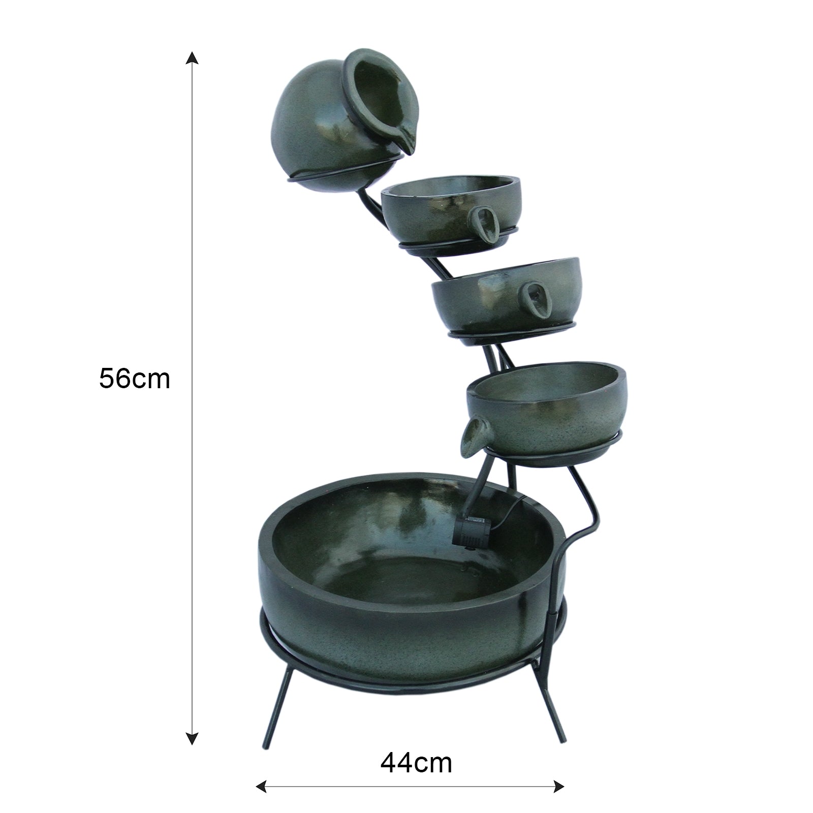 Fontaine Énergie Solaireà 4 Niveaux de Bols Renversants Vert Monstershop - Mathon - 4