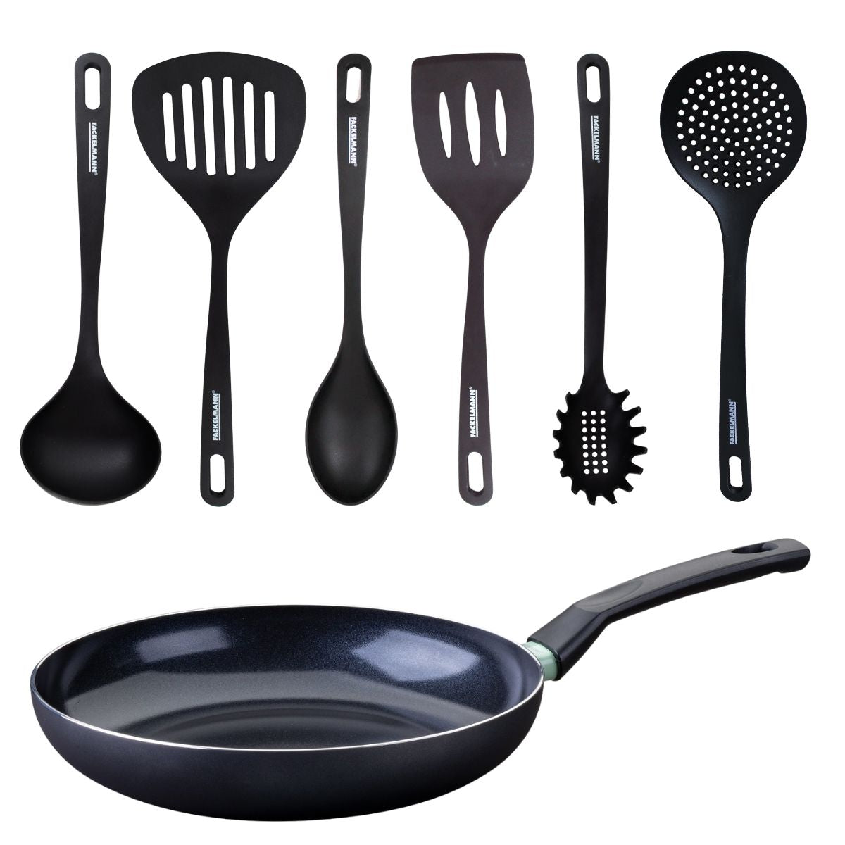 Set poêle antiadhésive céramique 30 cm et 6 ustensiles  Brandao Fackelmann - Mathon - 1
