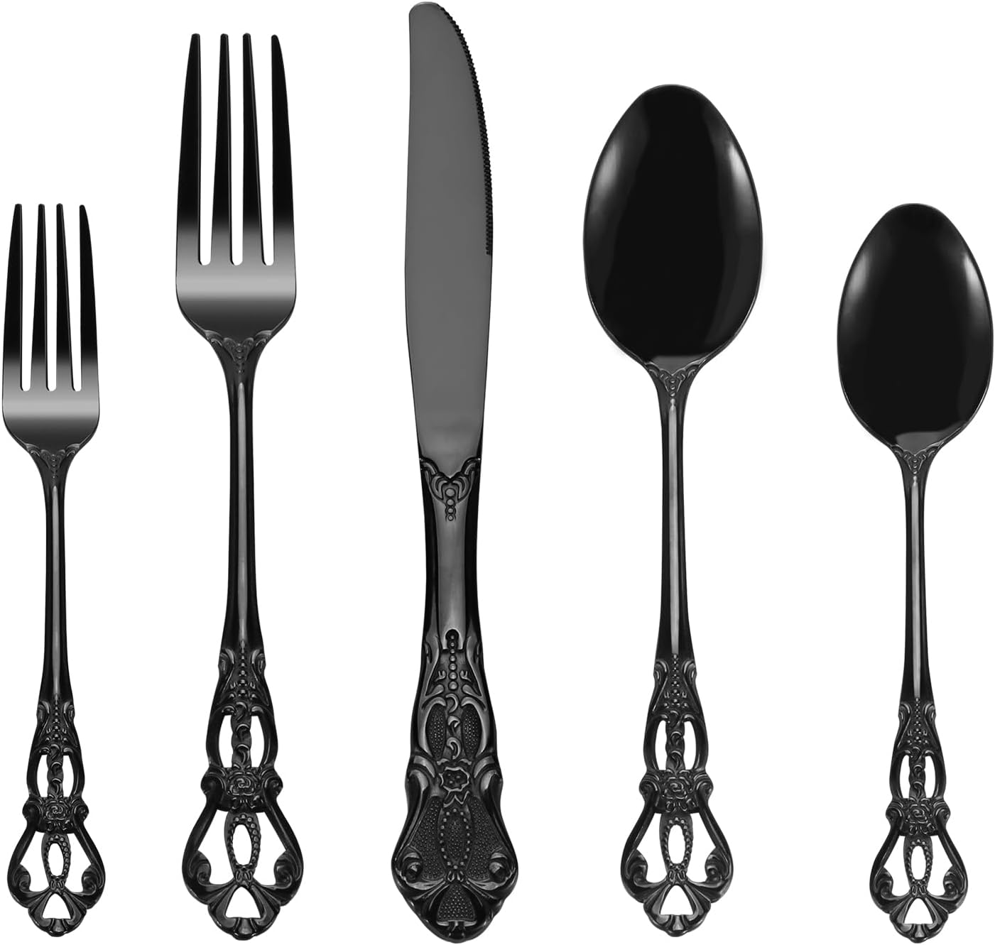 set de couverts rétro pour 4 personnes en acier inoxydable 20 pièces noir Vendos85 - Mathon