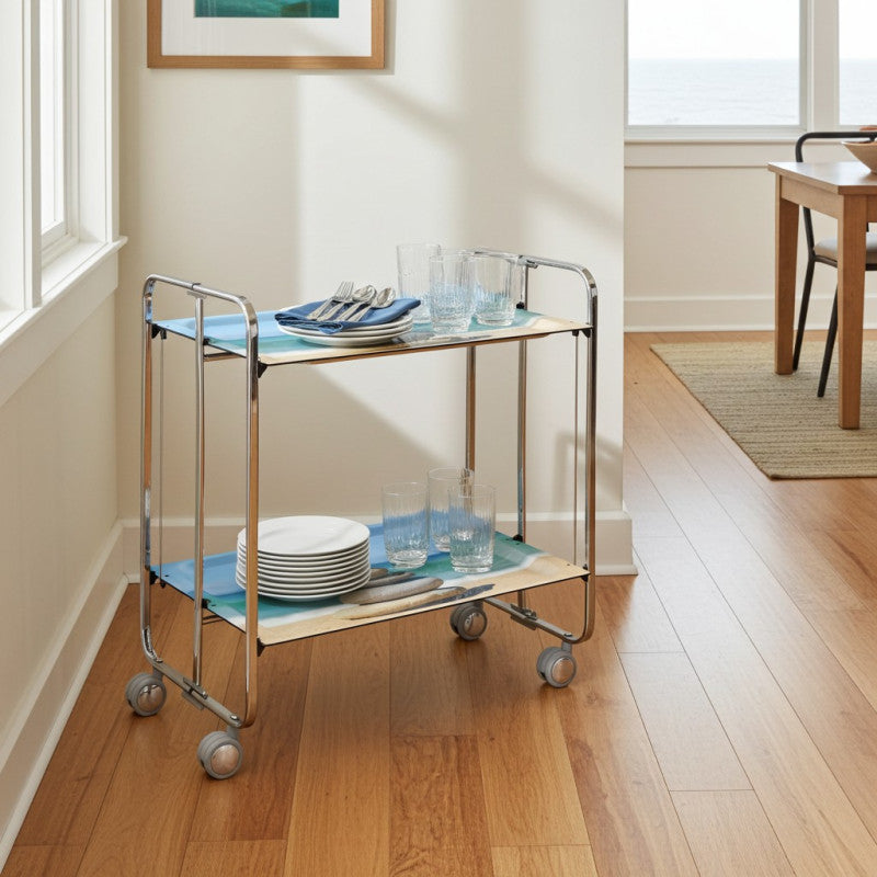 Desserte pliante 2 niveaux avec roulettes – structure chromée, bauhaus Don Hierro - Mathon - 3