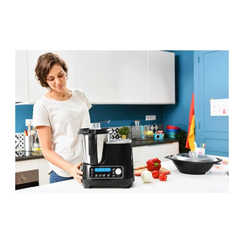 Robot Cuiseur Multifonction Compact   Clickchef Hf456810 - Noir - 5 Programmes Auto - 32 Fonctions - Balance Integree Moulinex - Mathon - 5