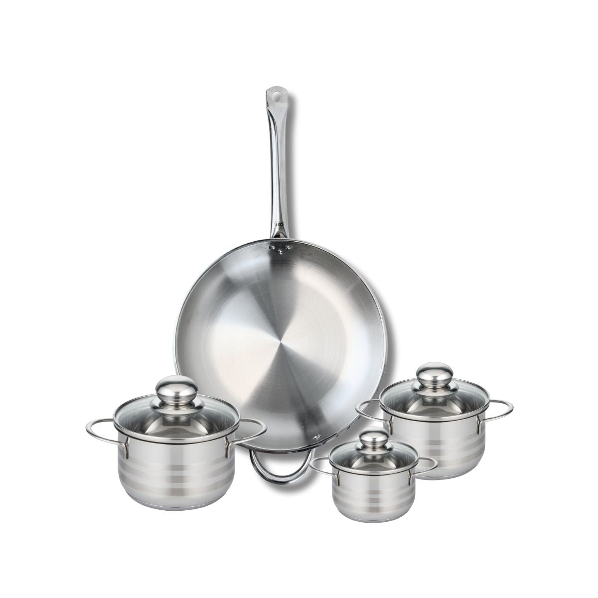 Ensemble de 1 Poêle de cuisson 32 cm et 3 faitouts 12, 14 et 16 cm  Profi Brillant Elo - Mathon - 1