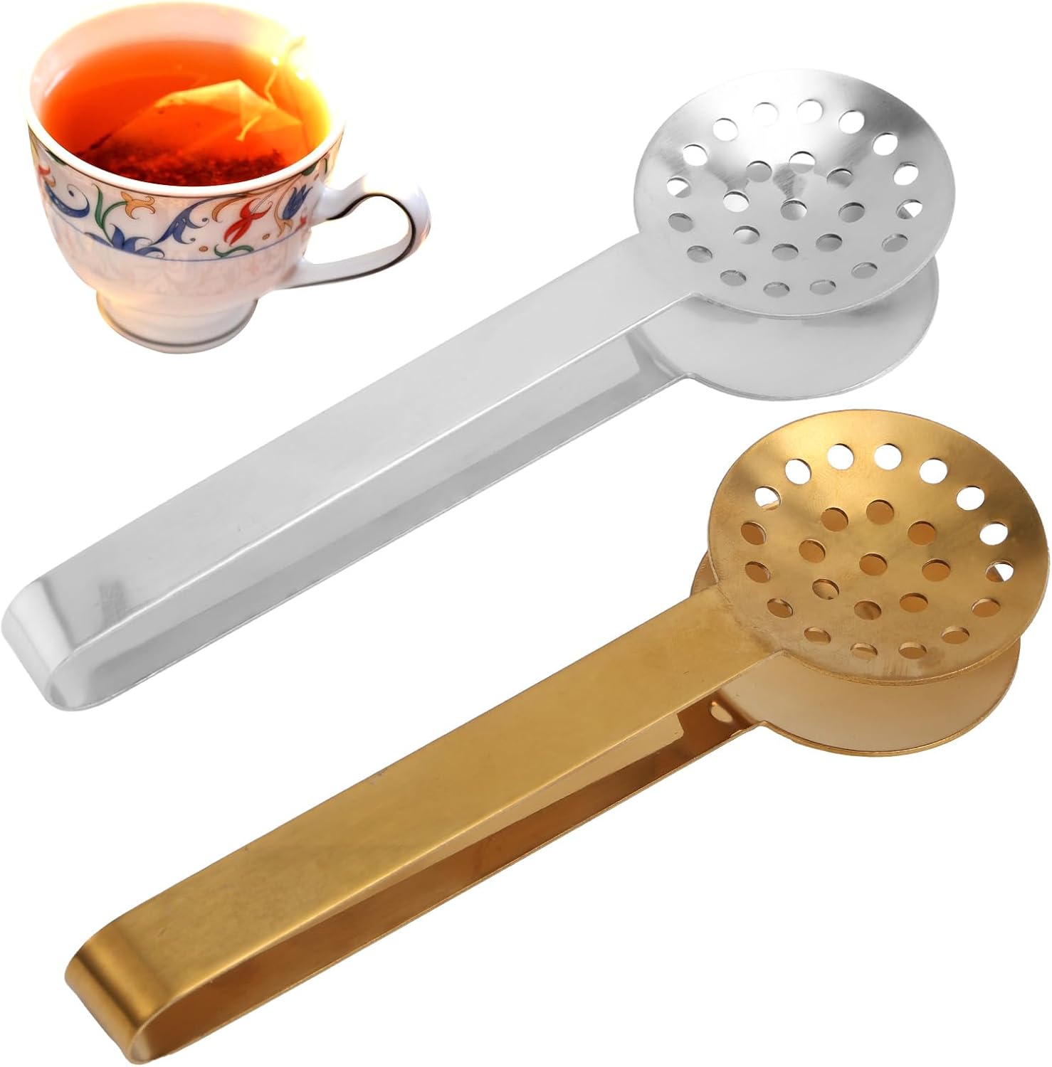 2 pièces Presse-Sachet de Thé en Acier Inoxydable Gris/Or Vendos85 - Mathon