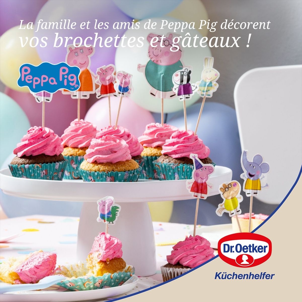 Lot de 24 piques en bois décorés pour fêtes et anniversaires Dr. Oetker Peppa Pig Dr. Oetker - Mathon - 2