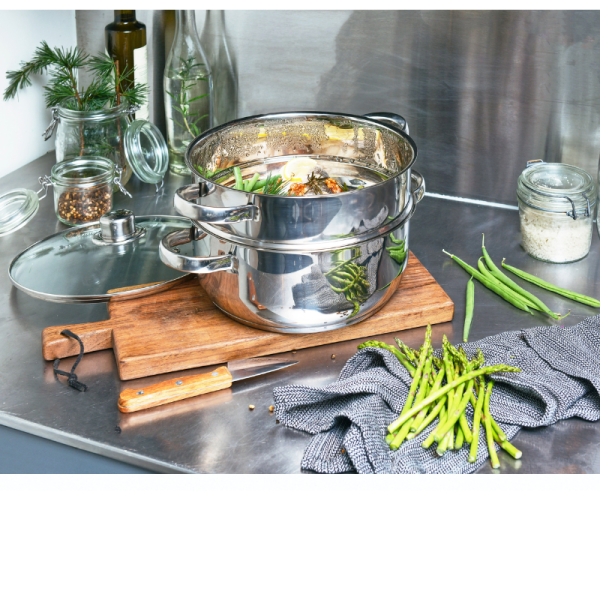 Combiné vapeur 2 corps inox équipement métal 24 cm Baumalu - Mathon - 3