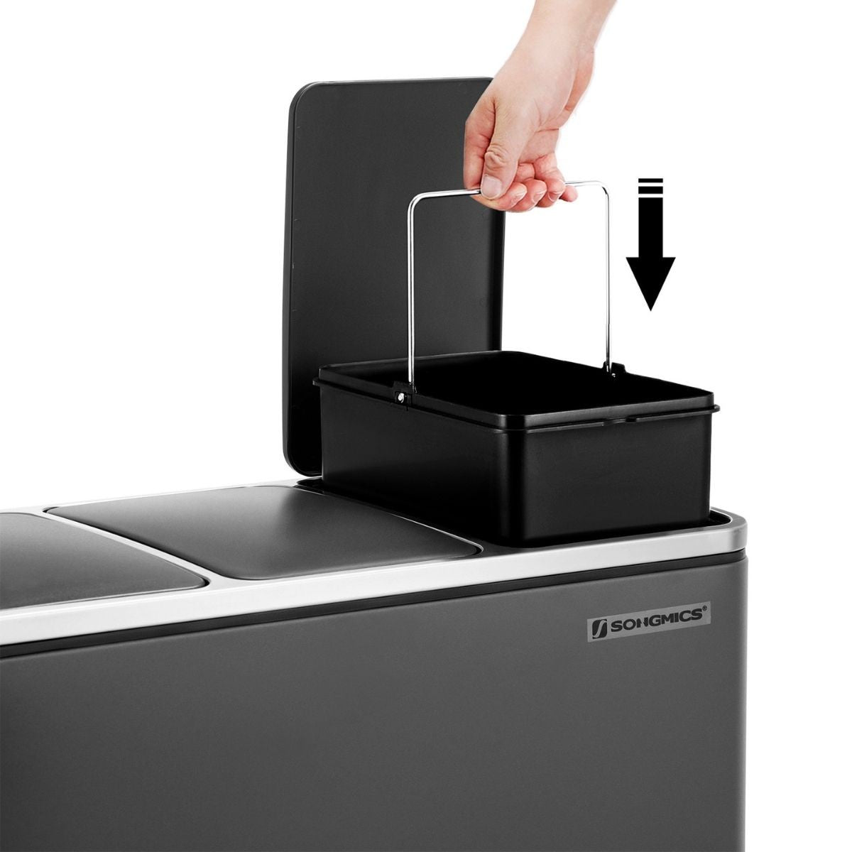 Poubelle de Tri 54L à Pédales Noires Calicosy - Mathon - 5