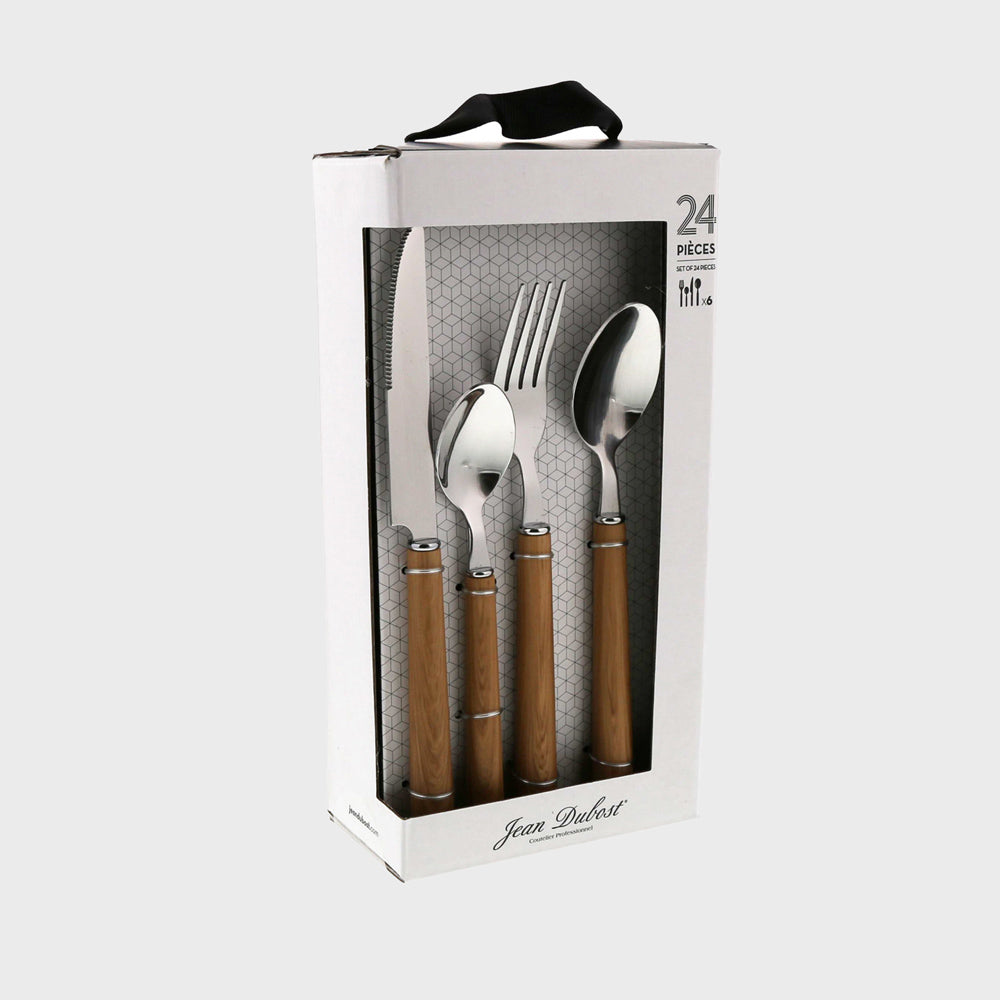 Coffret ménagère de 24 pièces round façon bois Jean Dubost - Mathon - 2