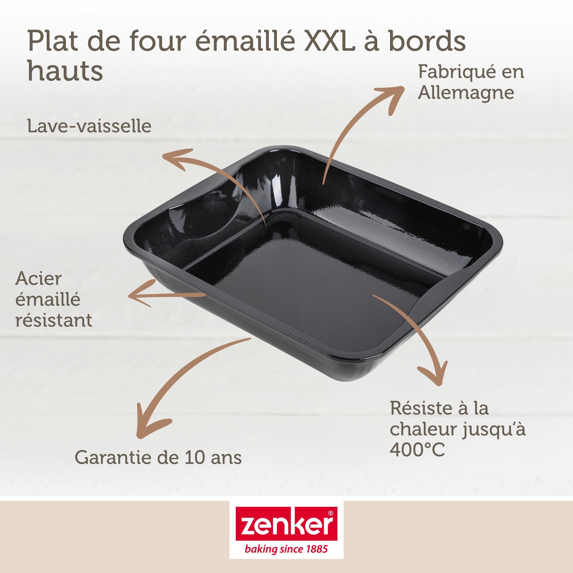 Ensemble de 2 Plats à four XXL rectangle en acier émaillé 40 x 34 cm Zenker Spécial cooking Zenker - Mathon - 3