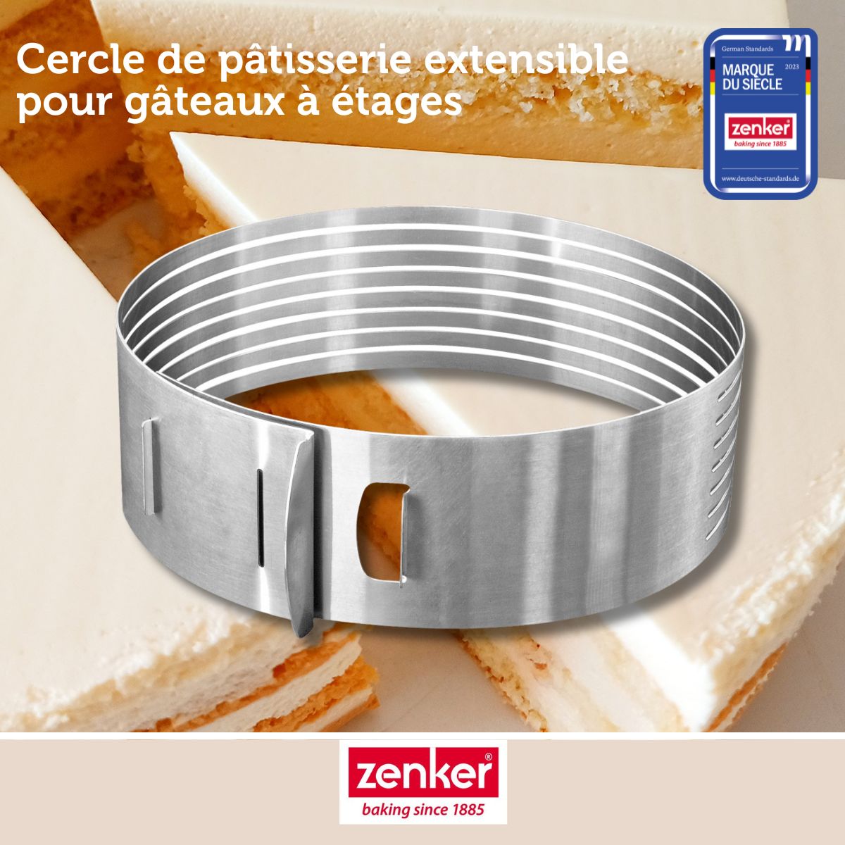 Cercle à pâtisserie pour trancher les gâteaux en étages 26 à 28 cm Zenker Smart Pastry Zenker - Mathon - 2
