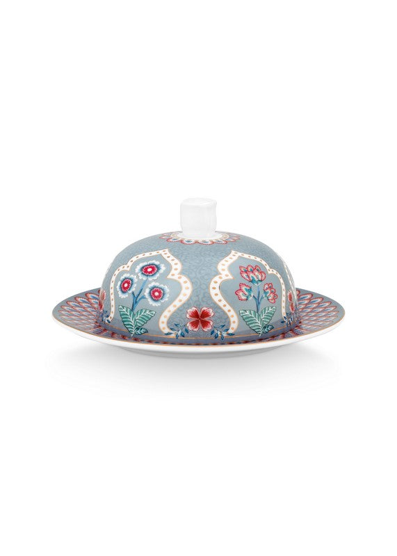 Beurrier rond Flower Festival Bleu clair 17x8cm Pip Studio - Mathon - 2