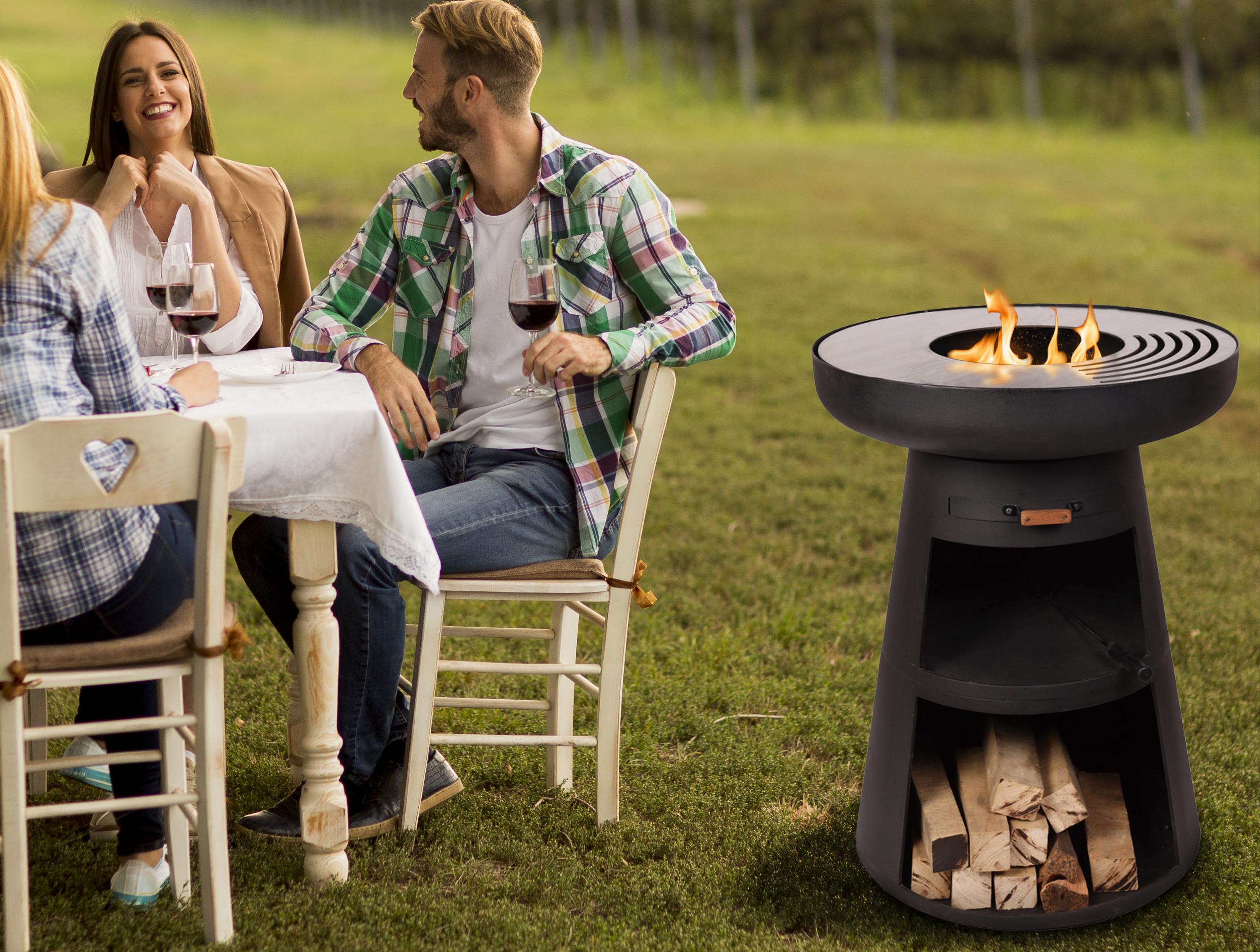 Barbecue rond avec plaque d