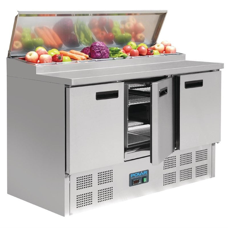 Saladette Réfrigérée 390 L - 3 Portes 8 x GN 1/4 - Polar - Mathon - 1
