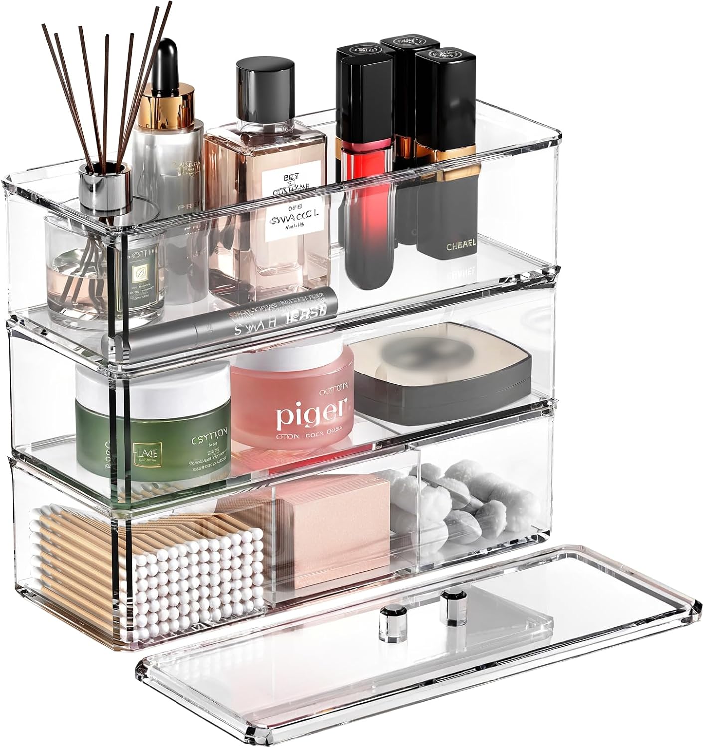 Boîte Rangement Maquillage Transparent 3 Niveaux Vendos85 - Mathon