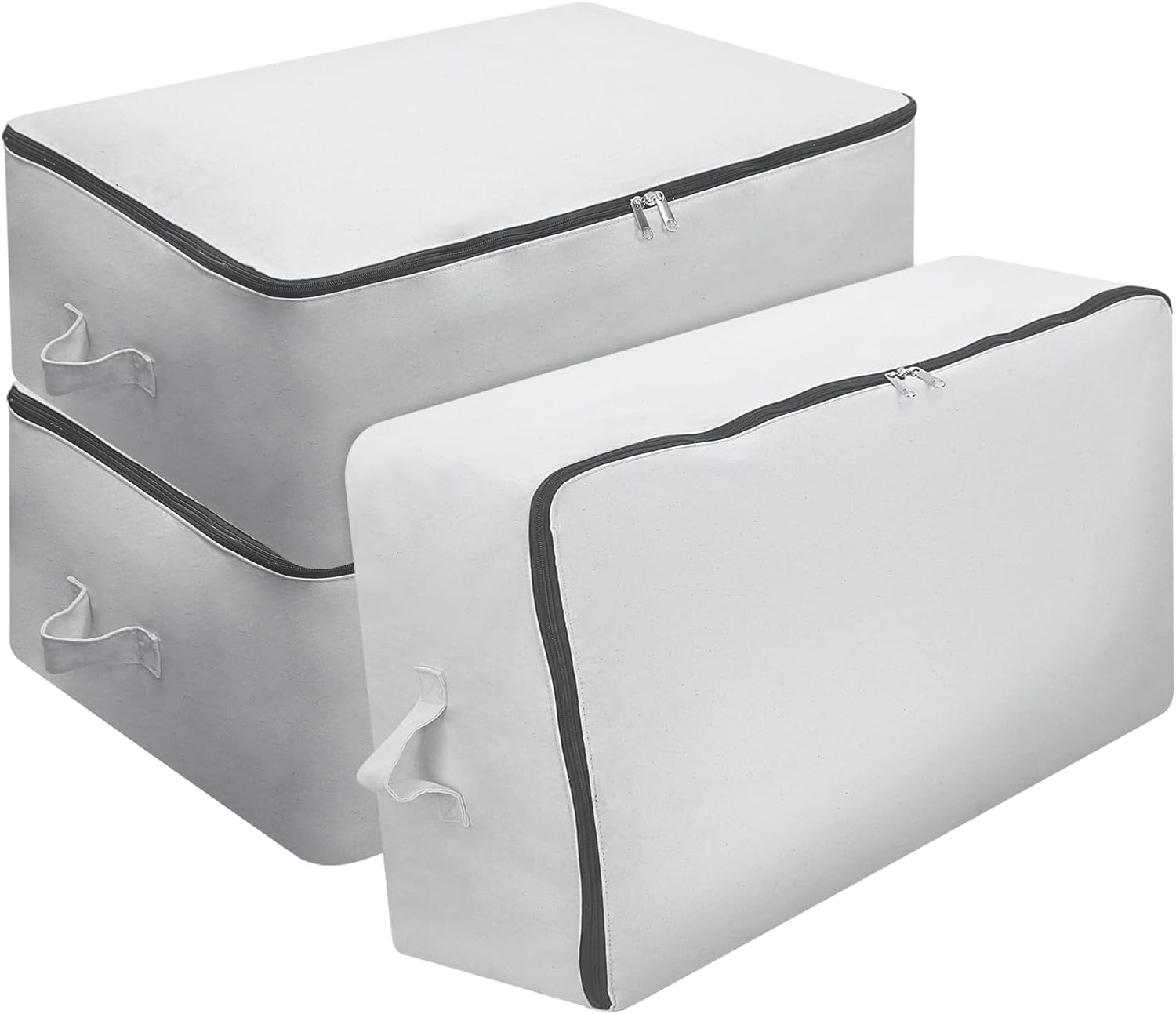 Lot de 3 sacs de rangement pliables gris clair 65x47x22 cm Vendos85 - Mathon