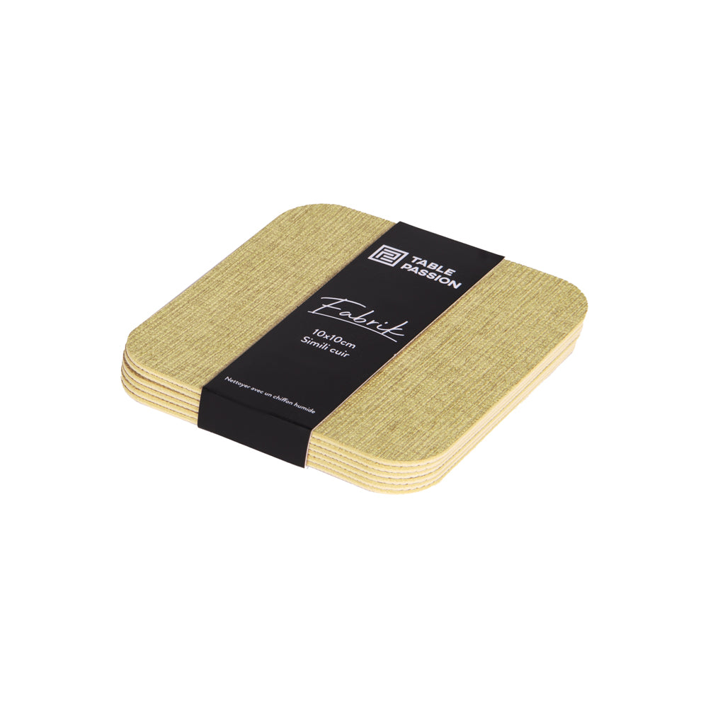 Set de 6 dessous de verre carré verte beige Table passion - Mathon - 2