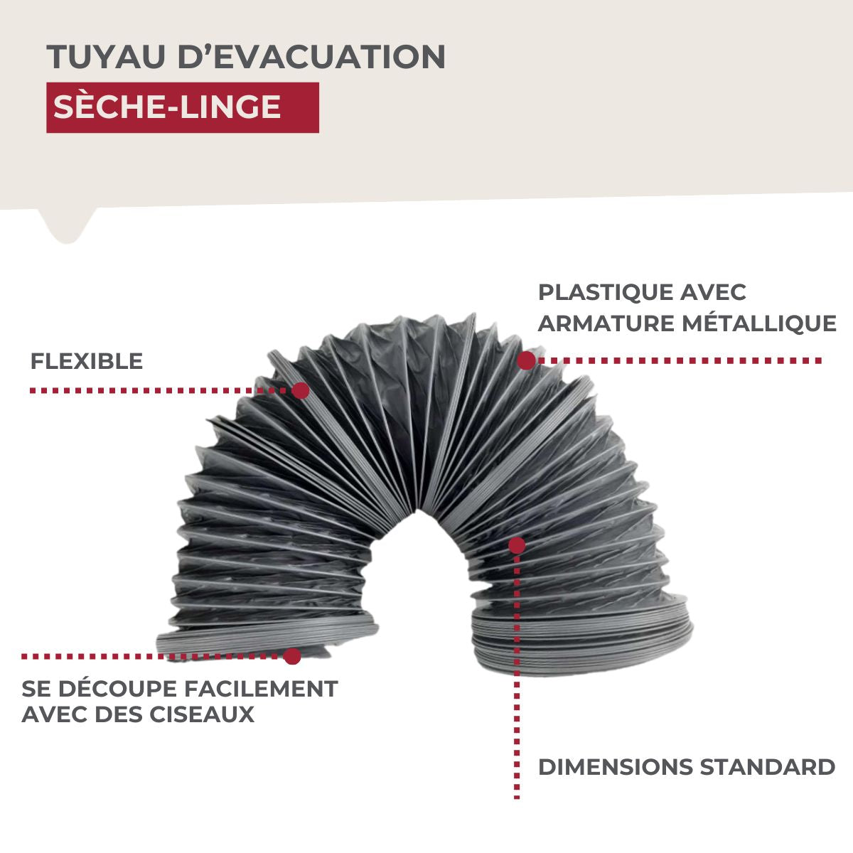 Tuyau Evacuation Sèche-Linge Fackelmann - Mathon - 4