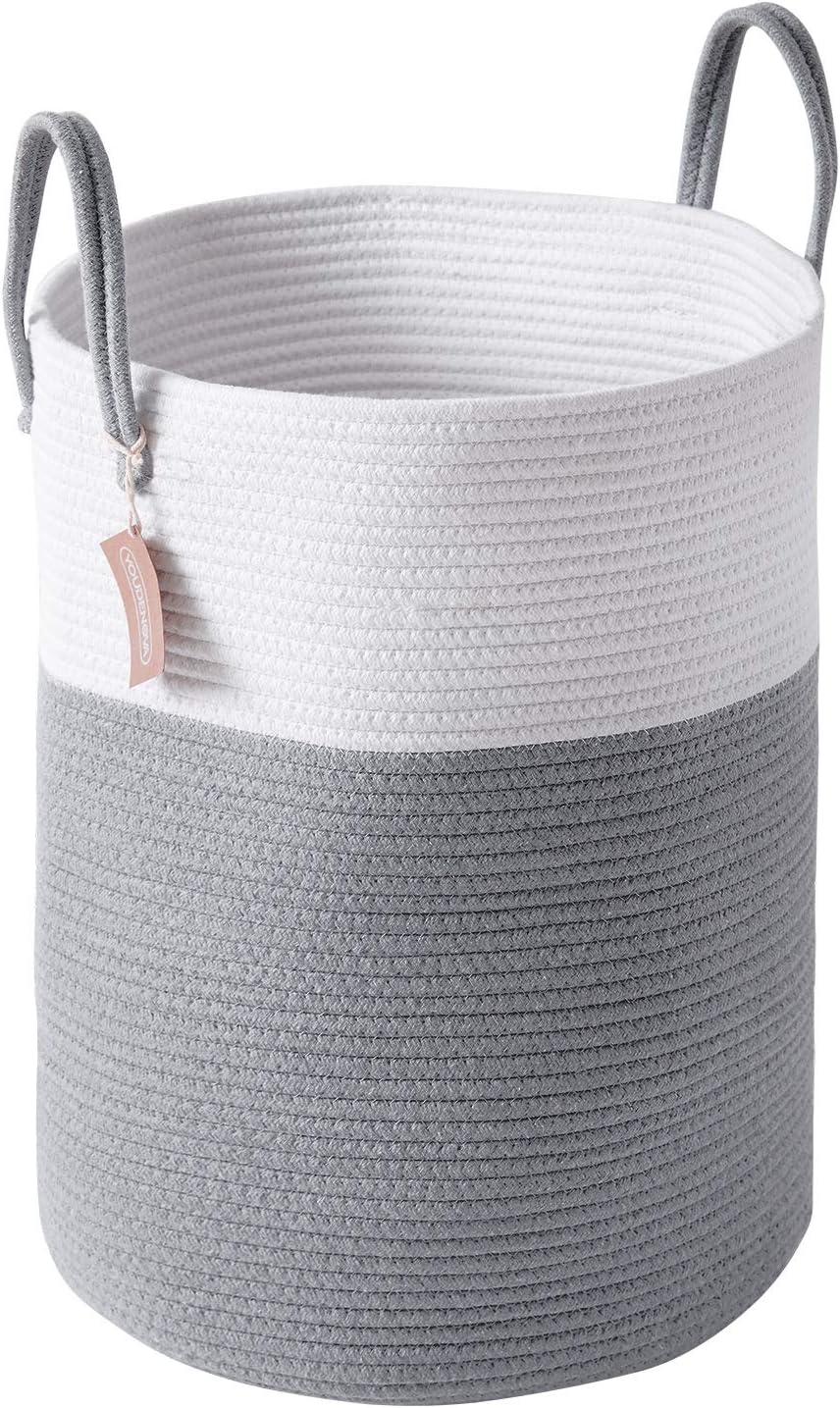 Panier à linge tressé en coton – Gris 38 × 50 cm Vendos85 - Mathon