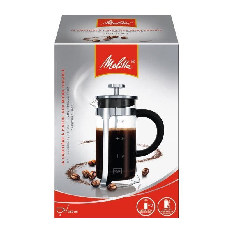 Melitta Cafetiere A Piston Micro-ondable Premium En Verre Et Inox 3 Tasses Melitta - Mathon - 2