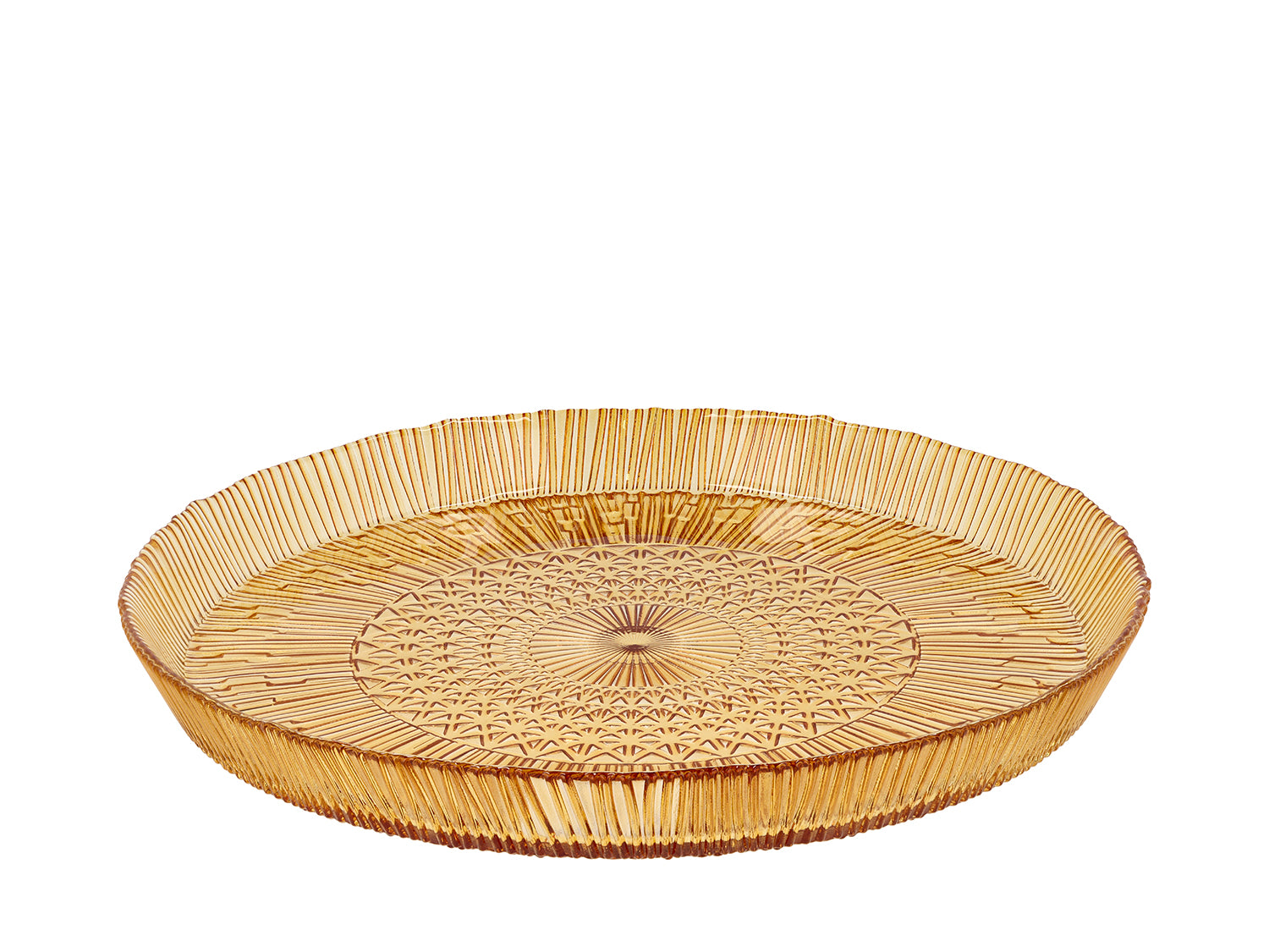 Plat de service rond KUSINTHA en verre Ambre Bitz - Mathon - 1