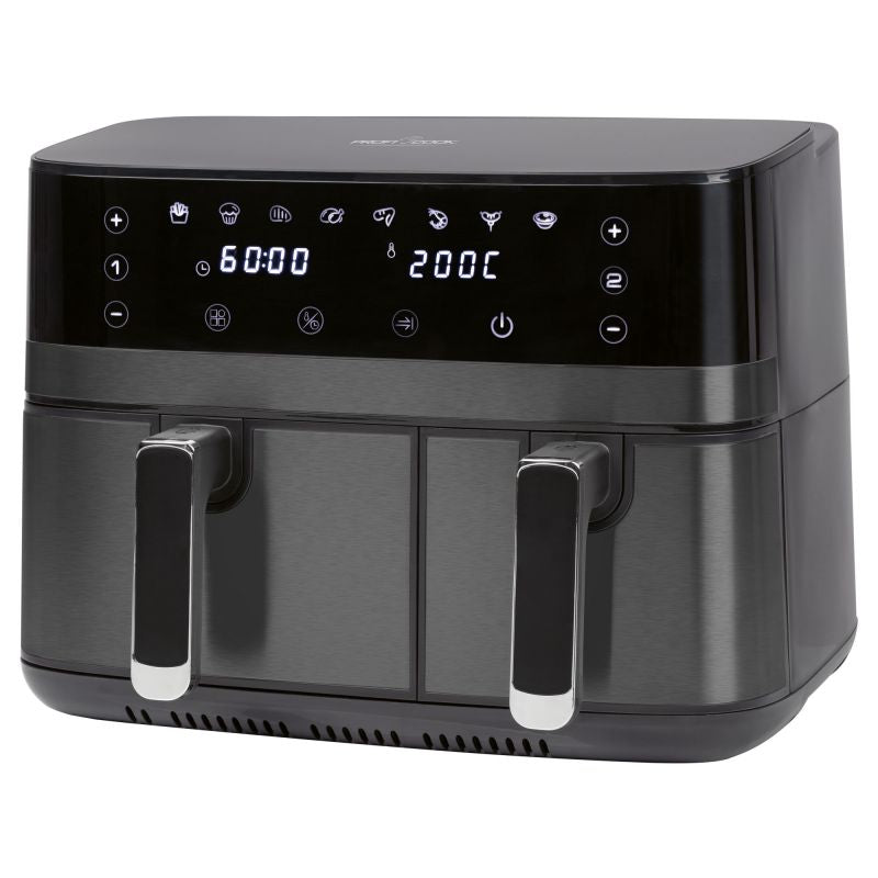 Friteuse à air chaud Air fryer 9L double compartiement 2700W Proficook PC-FR1295H-Noir Proficook - Mathon - 1