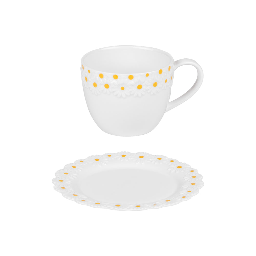 Coffret de 6 tasses à café avec sous tasses Marguerite 10 cl Table passion - Mathon - 2