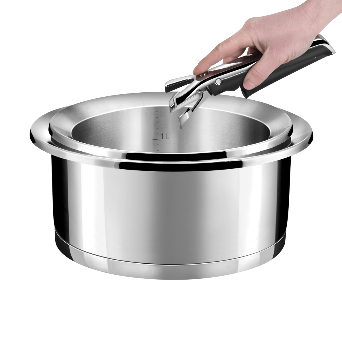 Ycône - Lot de 2 casseroles avec poignée amovible Cuisinox - Mathon - 1